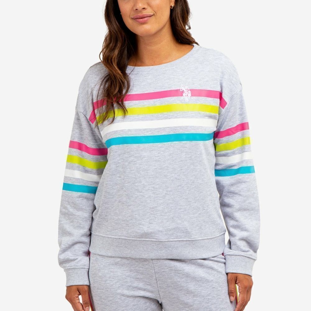 U.S. Polo Assn. Stripe Logo Crew Neck Sweatshirt sz Med